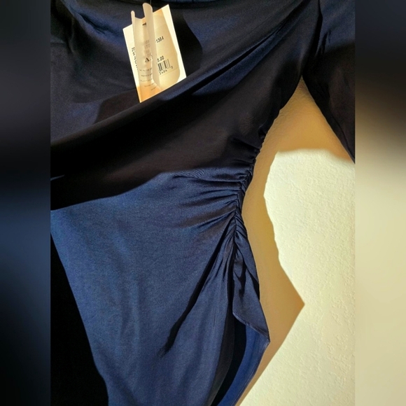 A.L.C.NEW A.L.C Blouse Jamie Midnight Blue Asymmetrical Long Sleev size 00 - Picture 4 of 12